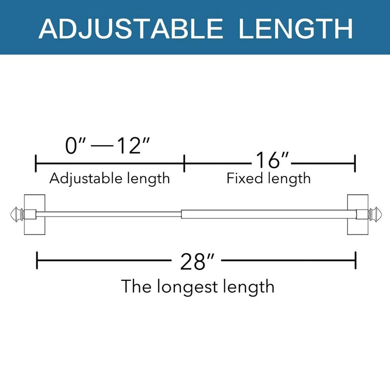 H.VERSAILTEX 4 PACK Magnetic Curtain Rods for Metal Doors Multi-Use Rods for Small Windows Cafe Sidelight and Iron Steel Places, Tool Free with Square Finials (Adjust from 16 to 28 Inch, Nickel) - Image 4